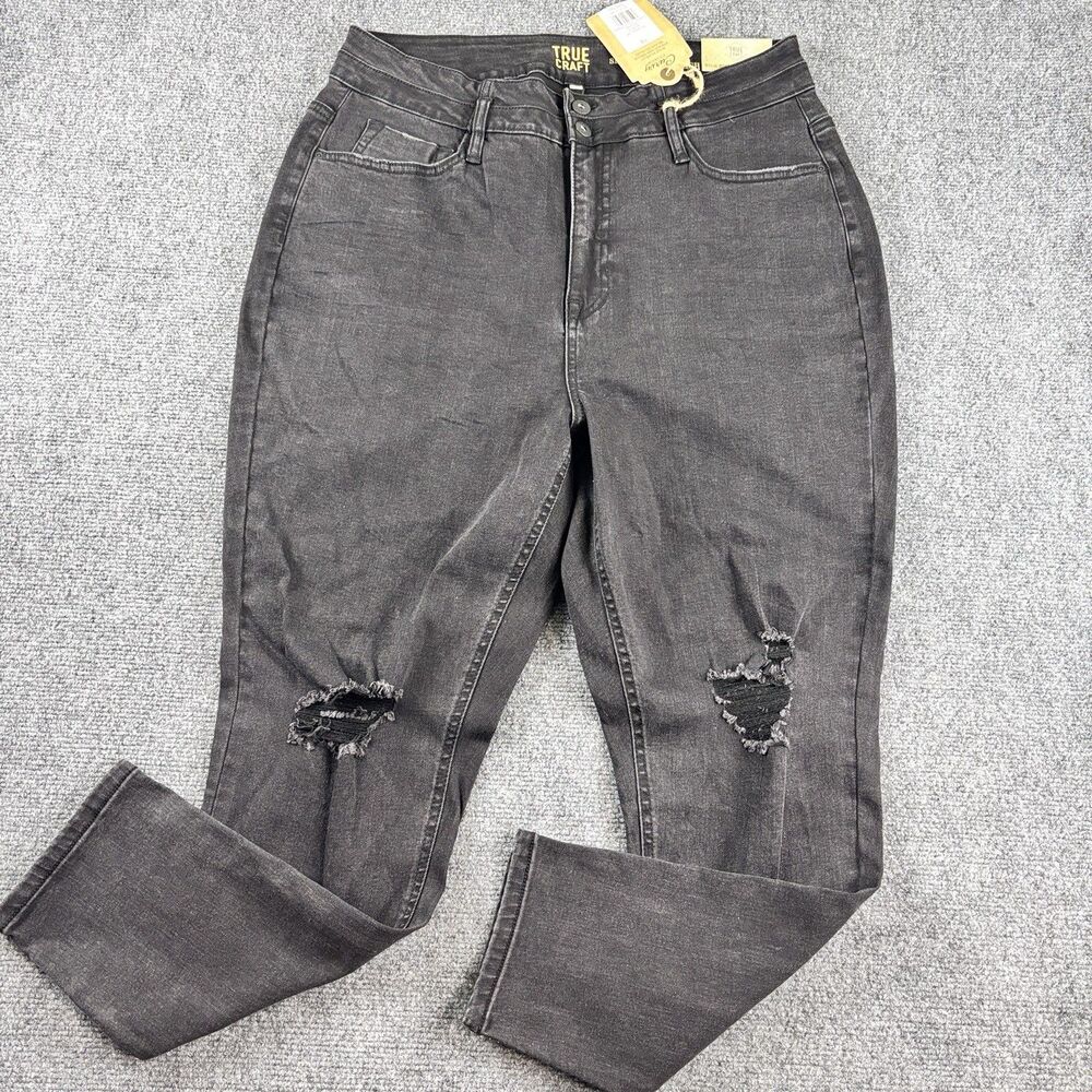 True Craft Womens 18 Jeans NWT Black High Rise Skinny Curvy Fit Distressed Belk